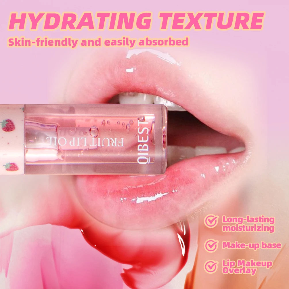 QIBEST Lip Balm Oil Moisturizing Makeup Lip Plumper Oil Repair Lip Fine Lines Beauty Lip Gloss Nourishing Bright Lip Cosmetic Qme