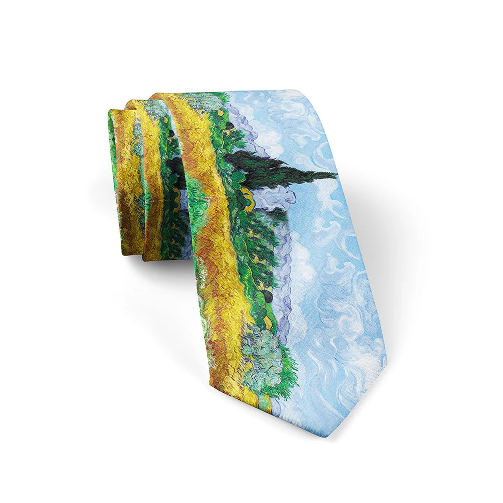 3d Printed Oil Painting Tie Men's Fun Fashion Business Wedding Party Qme style8 China Mainland