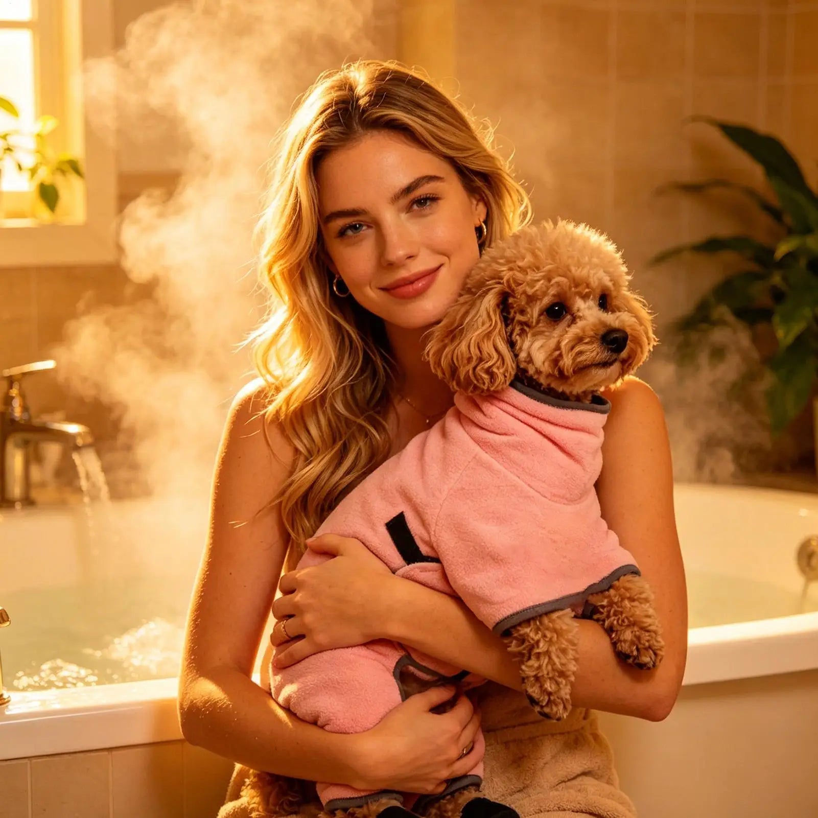 Dog Bath Towel Fleece Microfiber Robe Pet Cat Bathing Supplies Small Qme