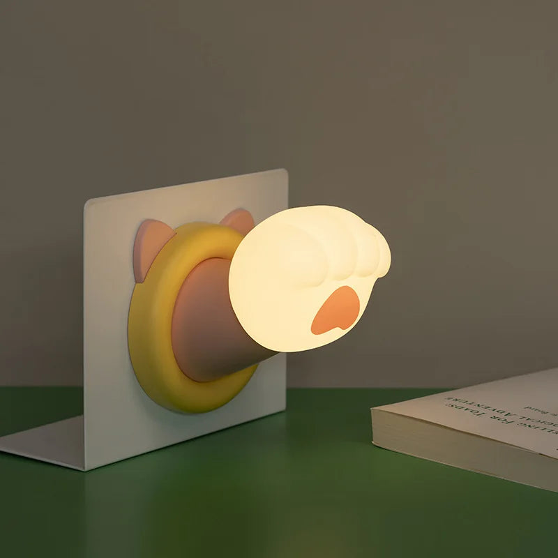 Cute Cat Paw Night Light Soft Glowing Bedroom Lamp Sleep Creative Qme