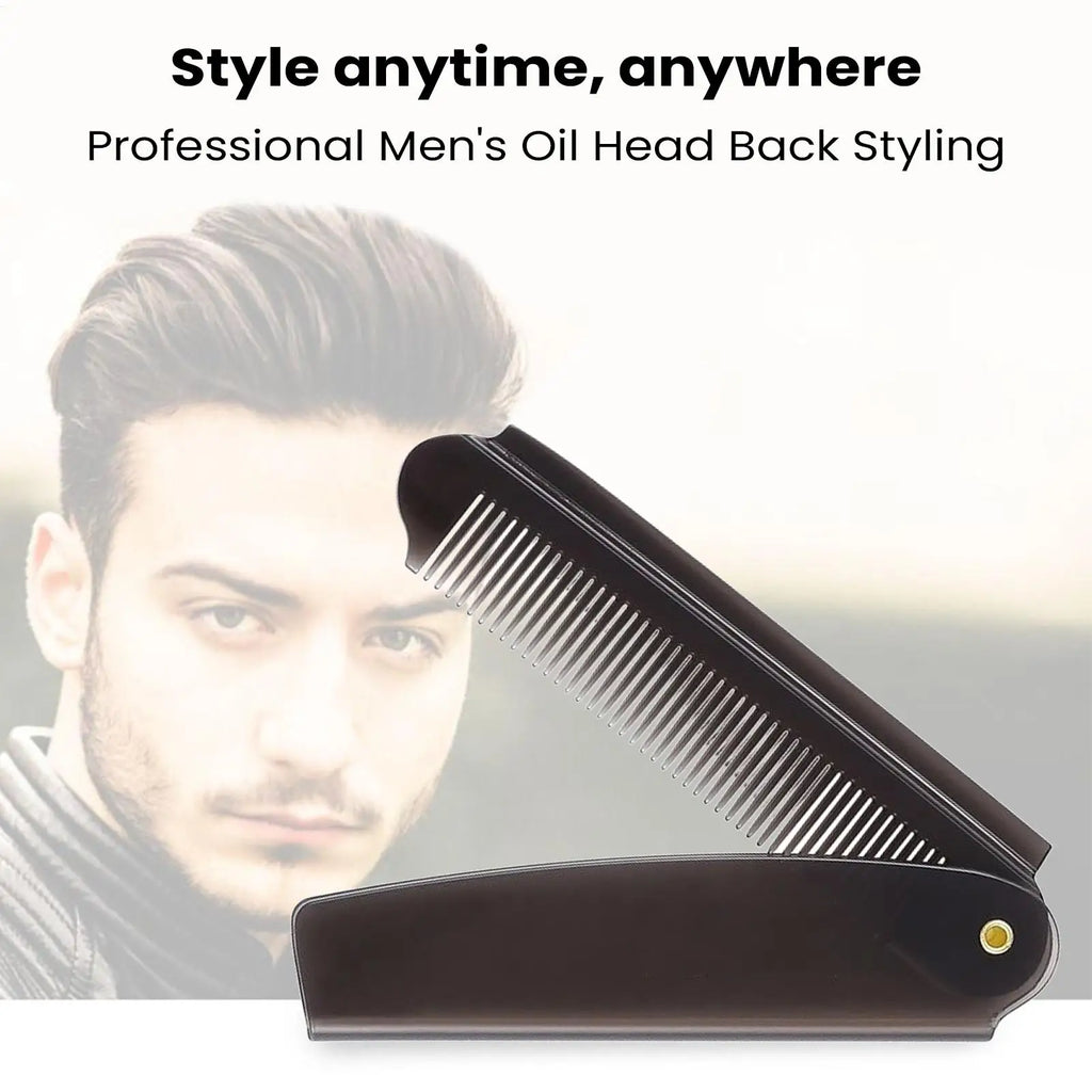 Folding Pocket Comb Anti-static Hair Brush Beard Toothed Massage Head Qme