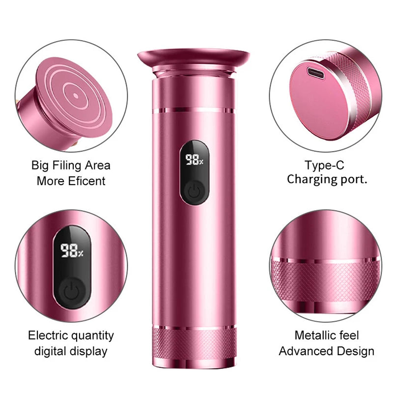 Aluminum Alloy Electric Foot Grinder For Feet - Dual Power Type-C/Battery, Callus & Dead Skin Remover Pedicure Tool Qme