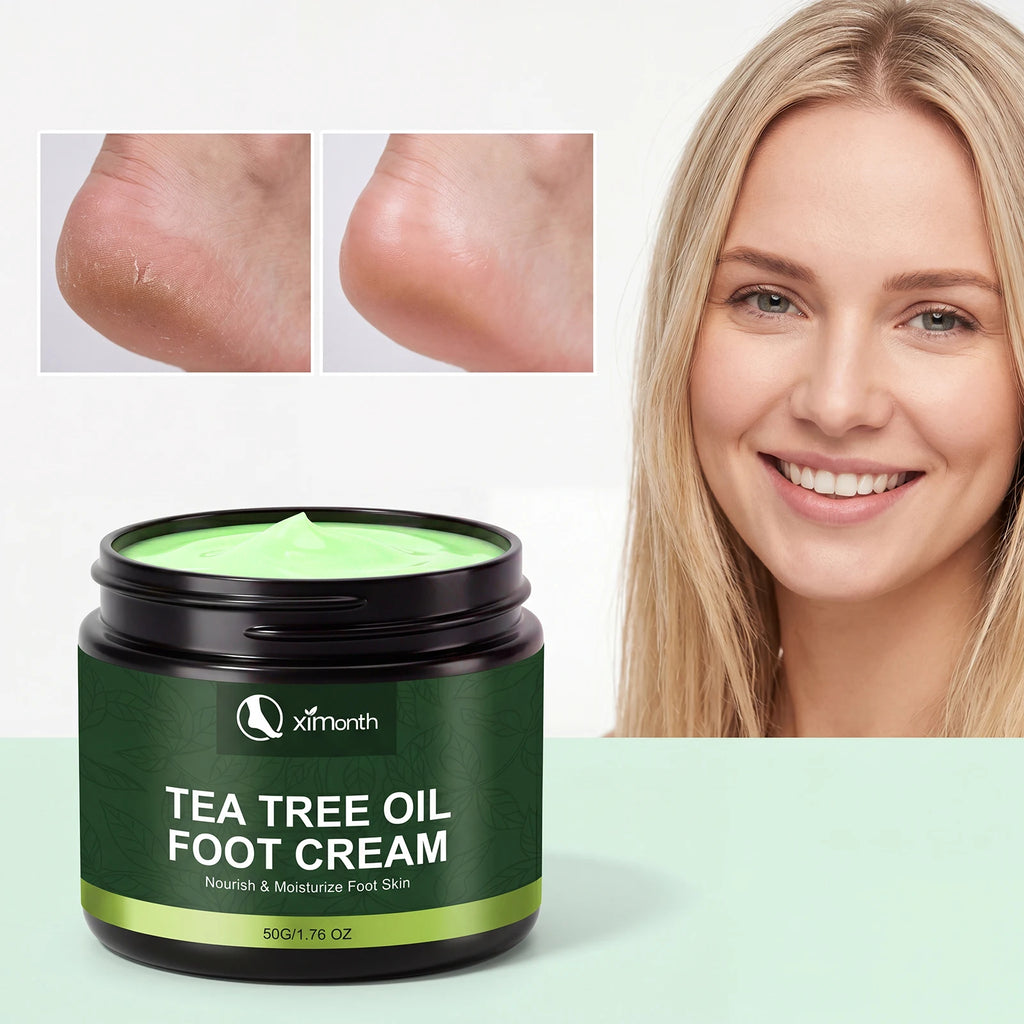 Tea Tree Oil Foot Cream Moisturizing Softening Cream for Dry Cracked Heels Calluses Rough Feet Non-Greasy Nourishing Foot Care Qme