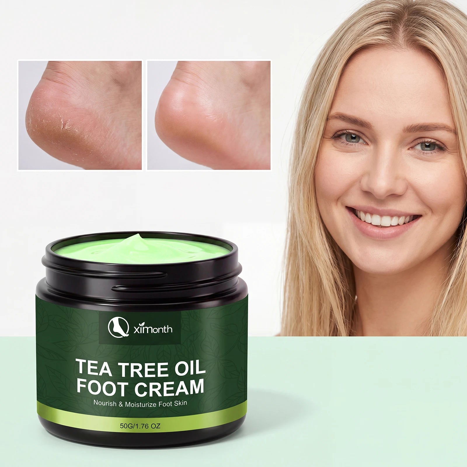 Tea Tree Oil Foot Cream Moisturizing Softening Cream for Dry Cracked Heels Calluses Rough Feet Non-Greasy Nourishing Foot Care Qme