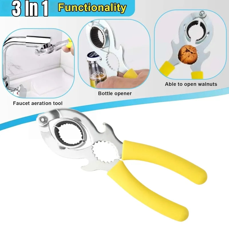 3In1 Repair Spanner Combined Faucet Bubbler Wrench Bottle Opener Pliers Household Sink Faucet Removal Cleaning Maintenance Tool Qme