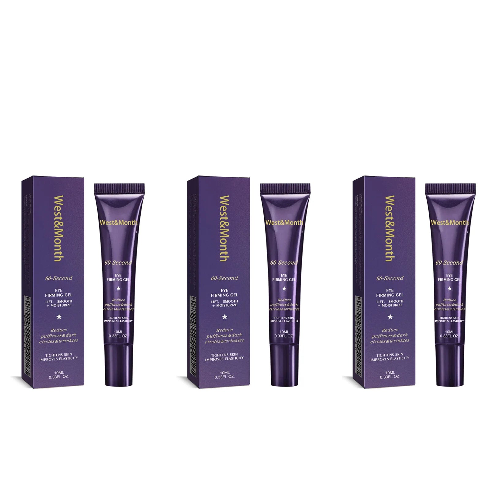 Firming Eye Gel Lighten Fine Lines Dark Circles Lifting Puffy Remover Eye Bags Anti-Puffiness Moisturizing Brightening Eye Care Qme 3 x 10ml Boxed