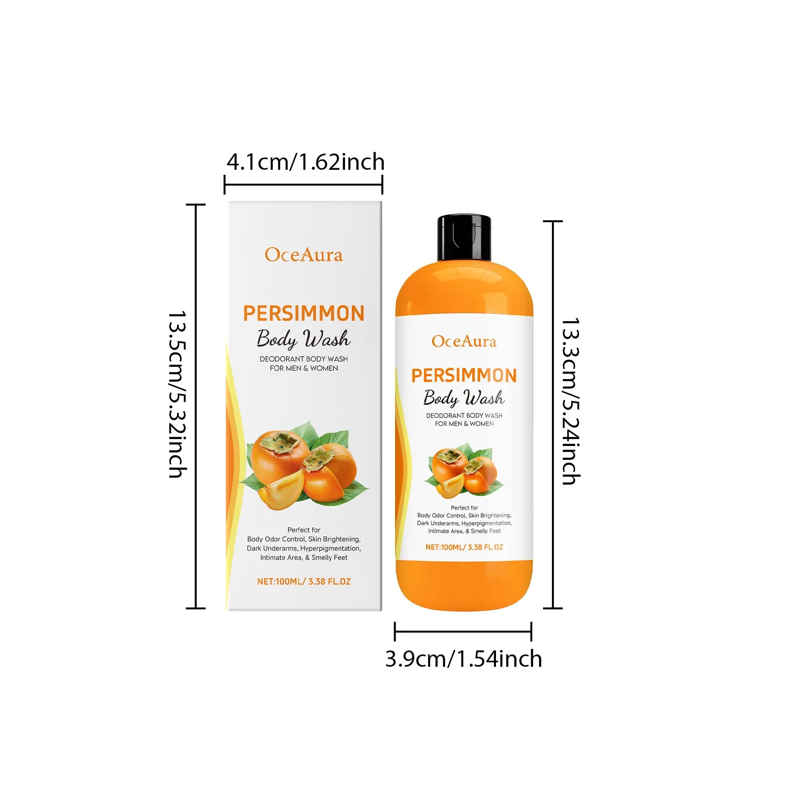 Persimmon Body Wash Gel Gentle Cleansing Moisturizing Skin Exfoliating Shower Gel Smooth Soft Body Odor Remover Bath Products Qme 100ml Boxed Others