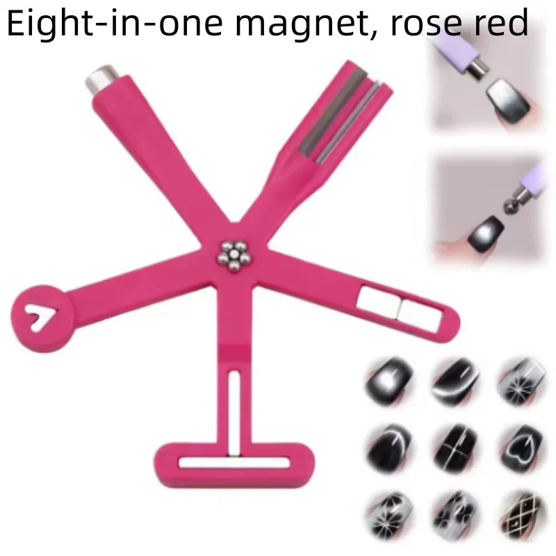 8 in 1 Cat Eye Nail Magnet Multi Functional Starfish Cat Eye Magnet for Nail French Flower Heart Magnet for Cat Eye Gel Polish Qme 1pcs rose red