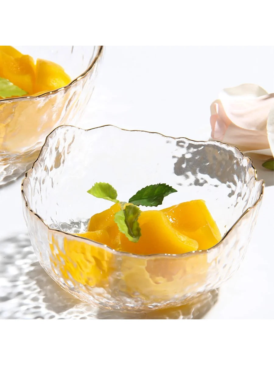 Thickened Glass Salad Bowl Light Luxury Fruit Vegetable Dessert Cold Qme
