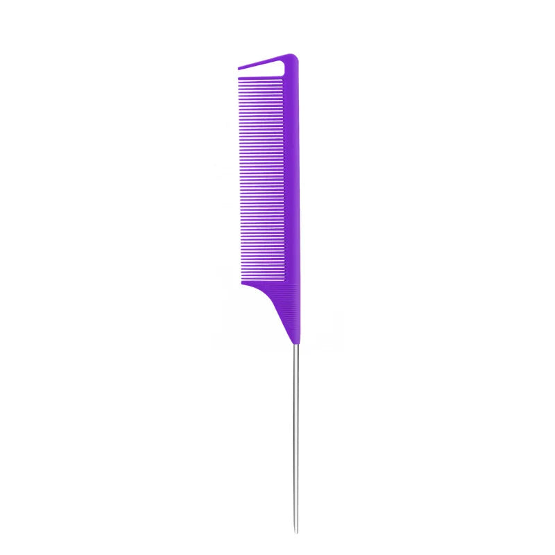 Hair Dyeing Zone Comb Stainless Steel Pointed Tail Anti Slip Qme Dark purple