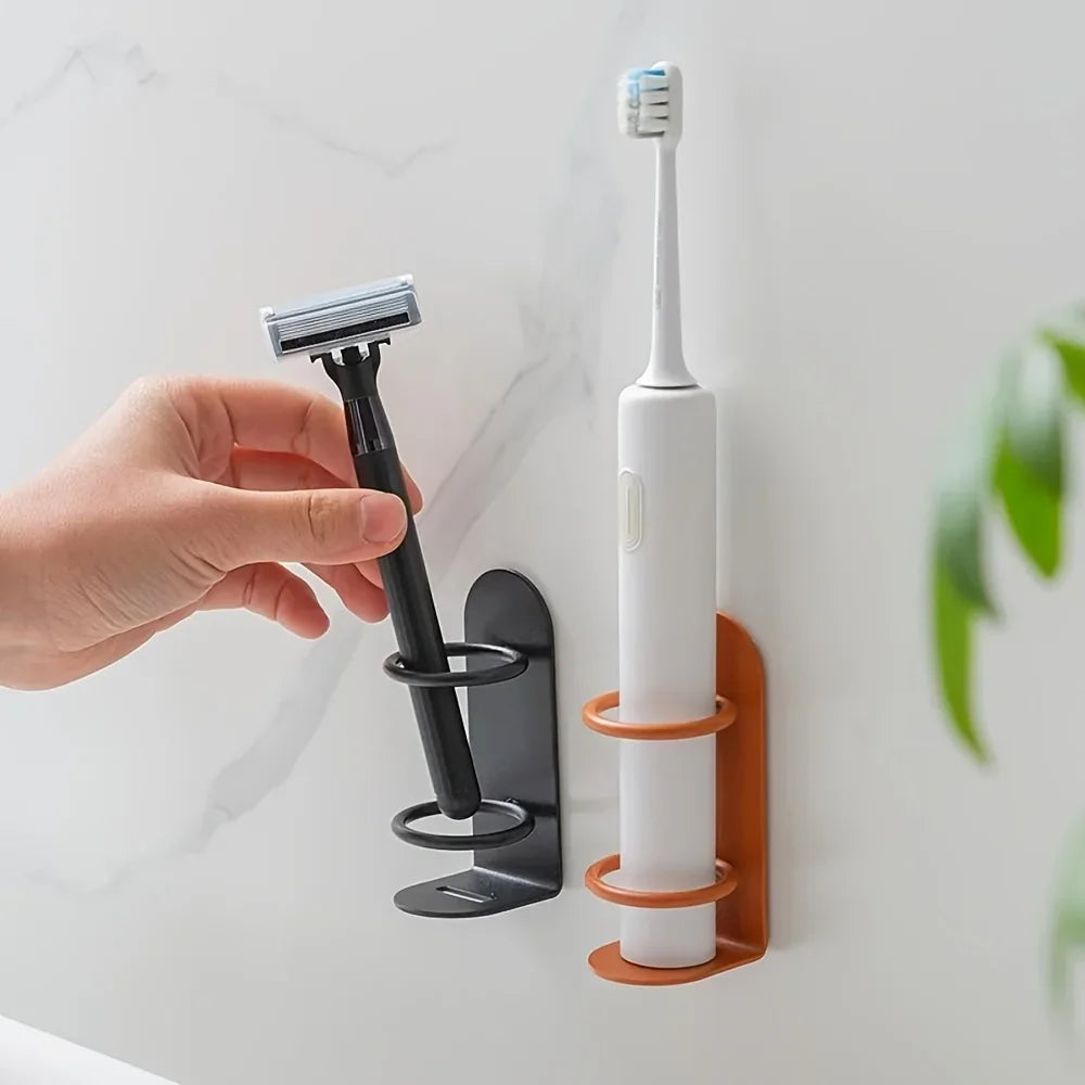 wall mounted toothbrush holder, no drilling required, durable material, shaver holder storage rack, toothbrush storage rack Qme
