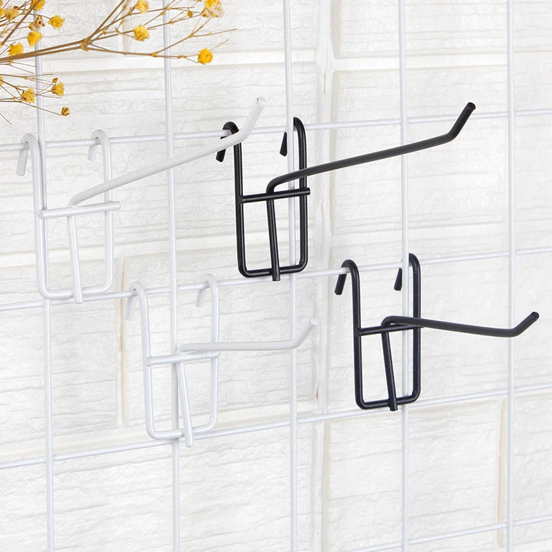 Black Mesh Grid Shelf Hooks, Supermarket Shelves, Convenience Store Accessories Can Be Hung With Thick Iron Hooks Qme