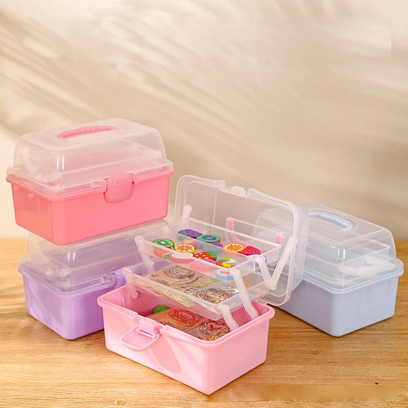 Children's Hair Accessories Storage Box Head Rope Hairpin Card Pen Sundries Stationery Box Cute Girl Jewelry Box Qme