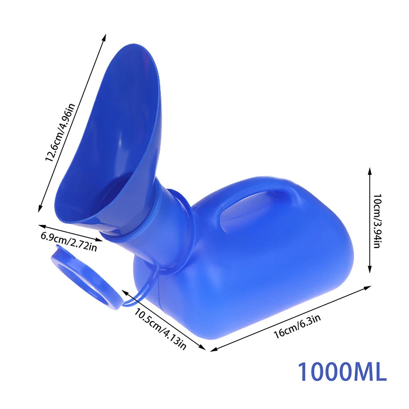 1Pc 1000ML Blue Unisex Urinal Mobile Toilet Pee Storage Tool Travel Car Pee Bottle With Lid Pee Large Capacity Urinary Bottle. Qme