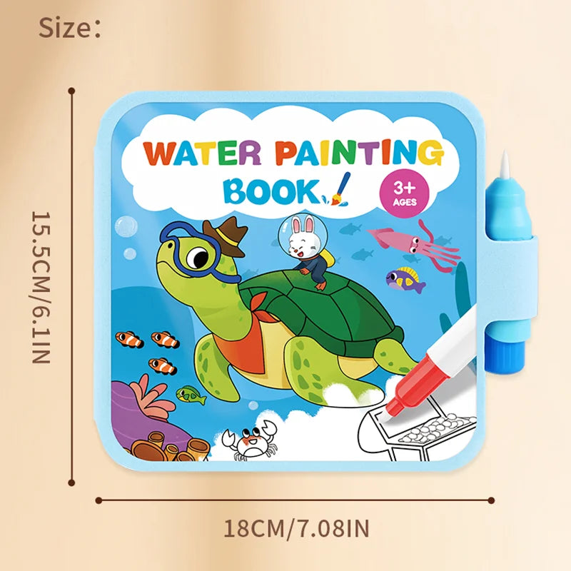 Reusable Water Drawing Doodle Book with Magic Pen, Kids Coloring Drawing Board, Early Educational Toy, Birthday Gift for Kids Qme