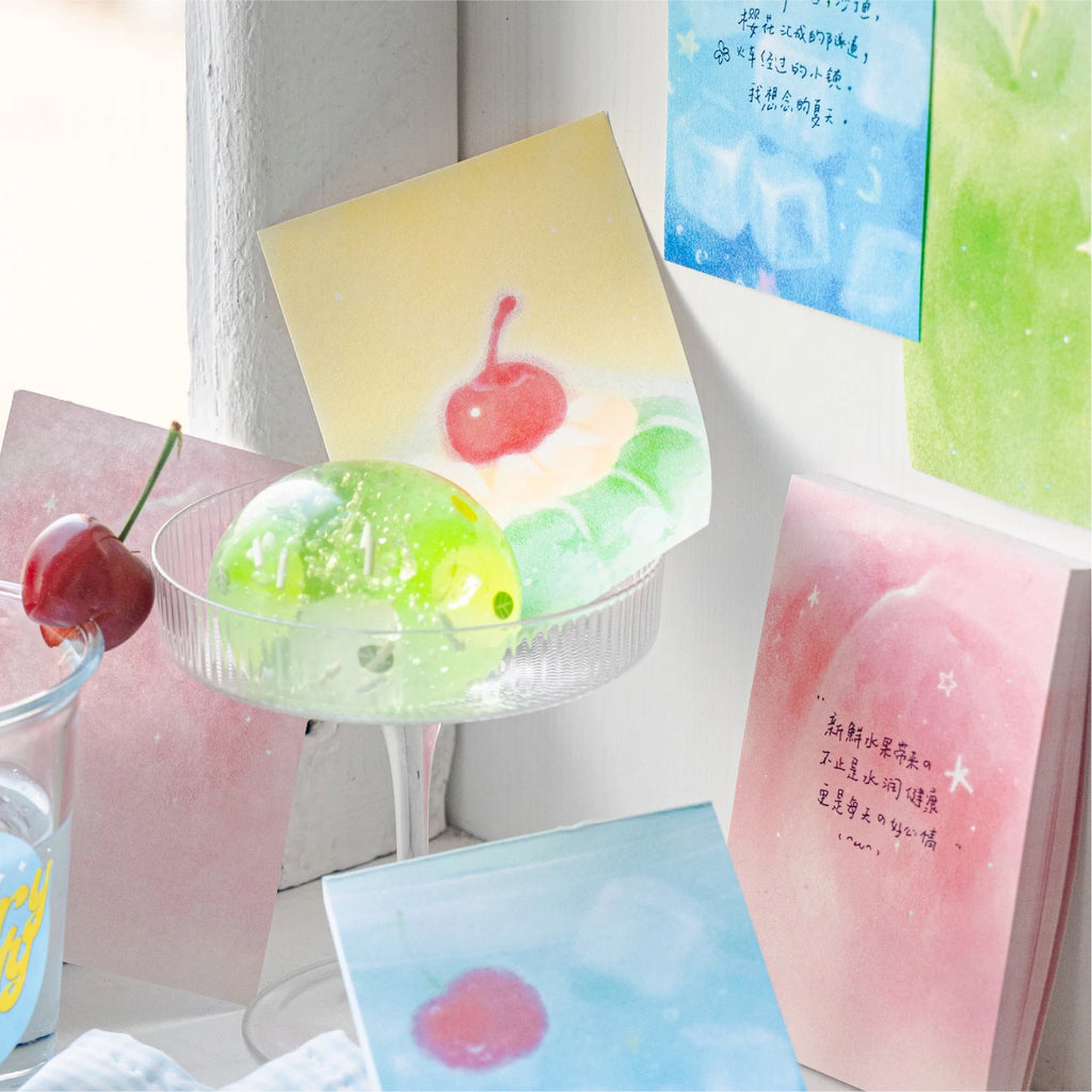80pcs Fruit Non-sticky Notes Lined Memo Pads Check to Do List Shopping Daily Weekly Planner Notepad Korean Stationery Agenda Qme