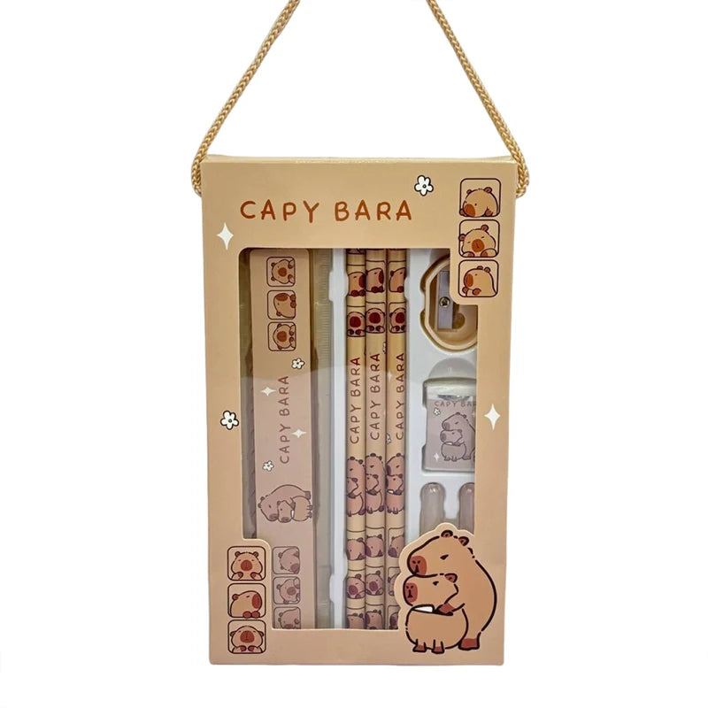 Kids 1 Capybara Cartoon Animals Pencil Ruler Eraser Sharpener Qme