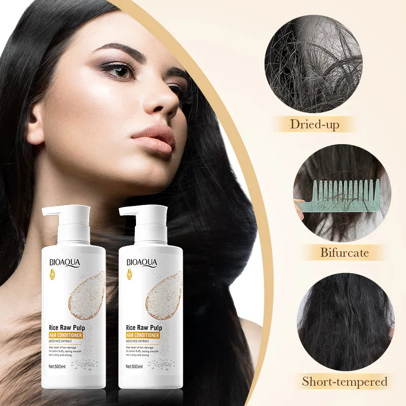 3-Piece Rice Shampoo Conditioner Body Wash Hair Cleansing Qme