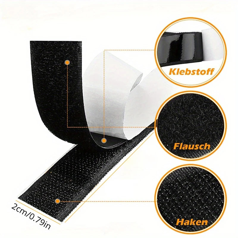 20mm Strong Self Adhesive Hook and Loop Fastener Tape Magic Strip Sticker Industrial Strength Sticky Strap DIY Craft Accessories Qme