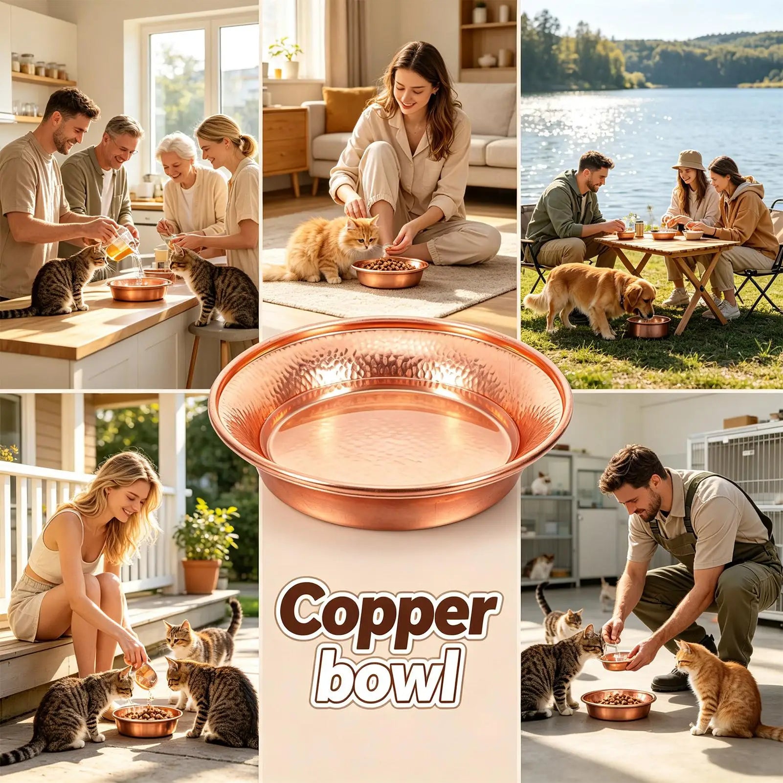 Metal Cat Bowl Non-slip Round Textured Wide Opening Dog Dish Food Qme