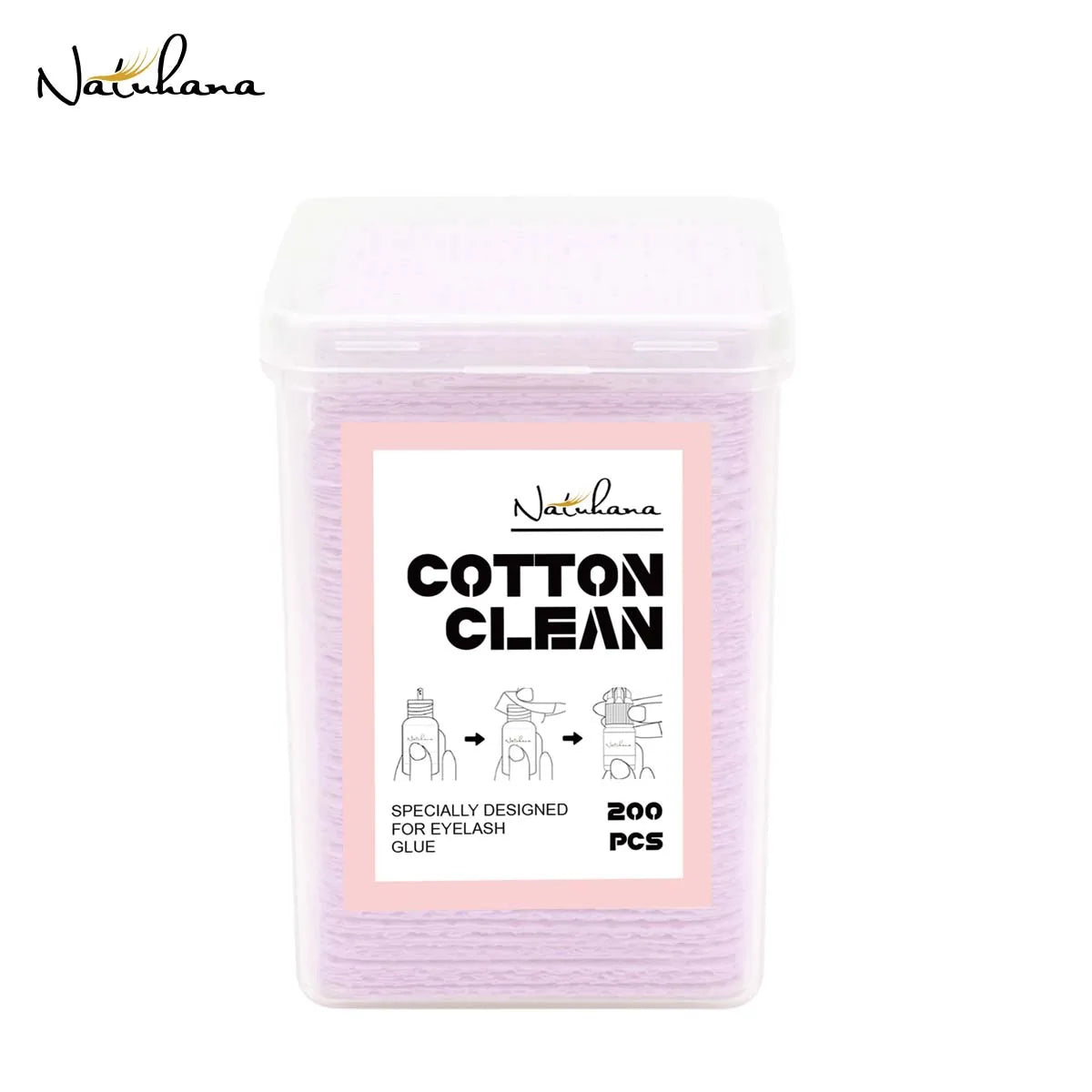 NATUHANA200pcs Lint-free Paper Cotton Wipes Eyelash Glue Remover Qme Purole