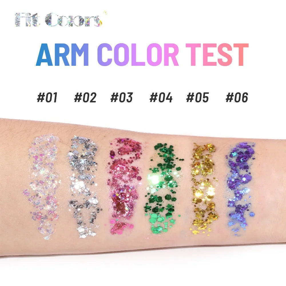 100ml Glitter Gel Eye Shadow Liquid Face Body Large Sequin Gel Multifunctional Colorful Loose Sequins Cream Party Decoration Qme