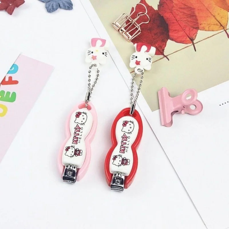 Hello Kitty Car Keychain Nail Clippers Cute and Creative 3D Couple Backpack Charms Nail Clippers Car Keychain Charms Qme