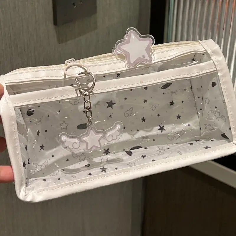Transparent Pencil Case Durable PVC Material Large Capacity Zipper Qme