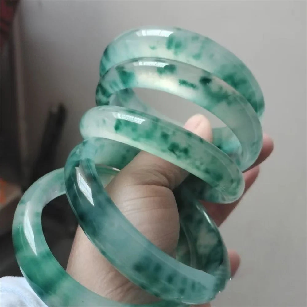Modern Minimalist Floating Flower Ice Seed Natural Stone Jade Bangle Bracelet for Women's Fashion and Health Jewelry Gift Qme