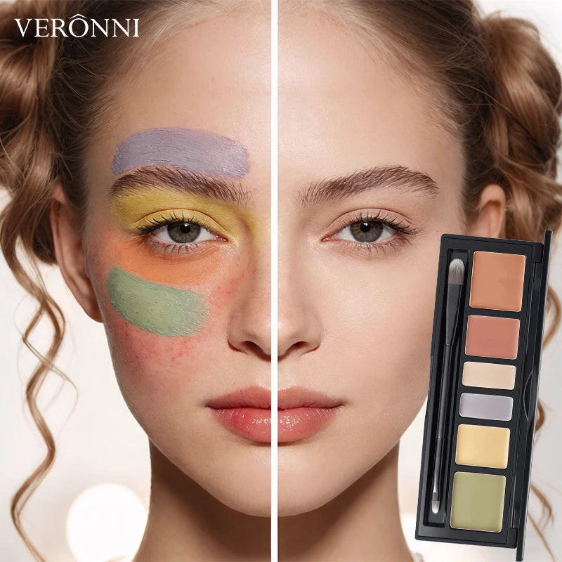 VERONNI 6 Colors Concealer Palette Full Coverage Waterproof Long Qme
