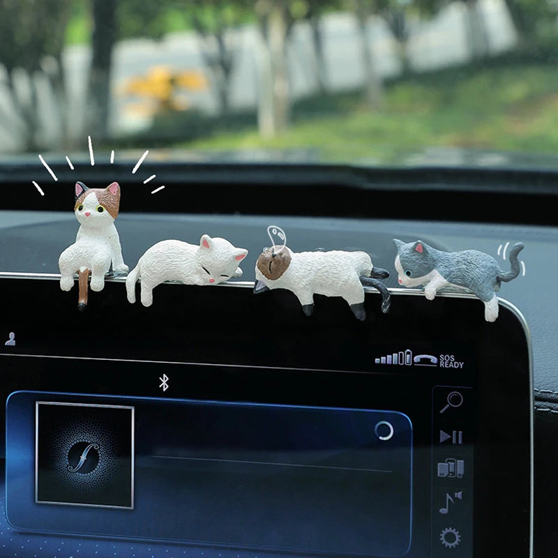 1 Car Decoration Sleeping Cat Doll Kitty Creative Auto Ornaments Toys Qme