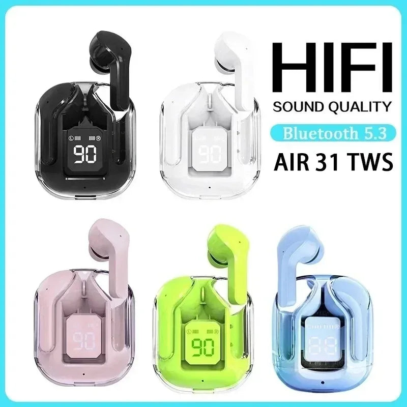 T6 TWS Mic Stereo Headphones With LED Power Digital Display Earbuds Wireless Bluetooth 5.0 Sport Gaming Headsets Noise Reduction Qme