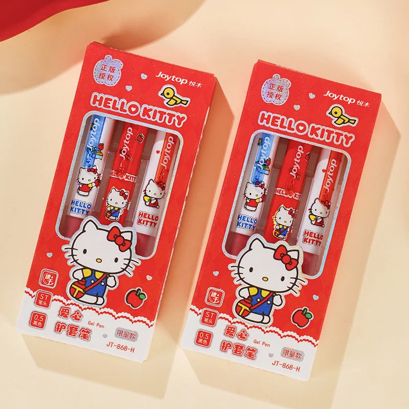 Hello Kitty Push-Button 0.5mm Gel Pen Stylish Cartoon-Style Black Gel Pen for Students Qme 1 0.5mm