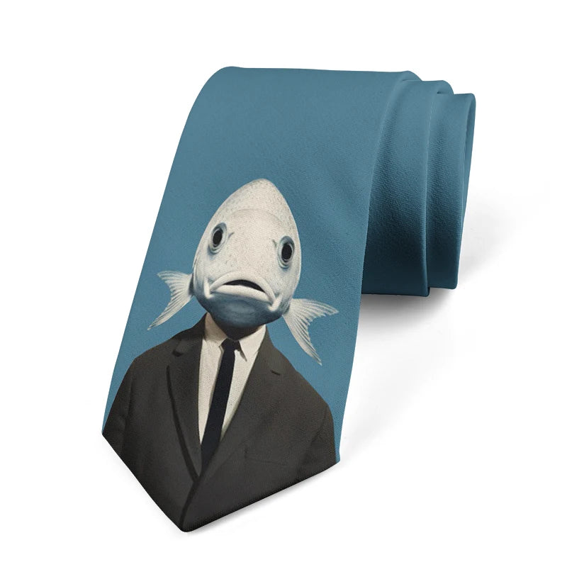 Funny Fish 3D Printed Tie Unisex Personality Business Polyester Qme style3