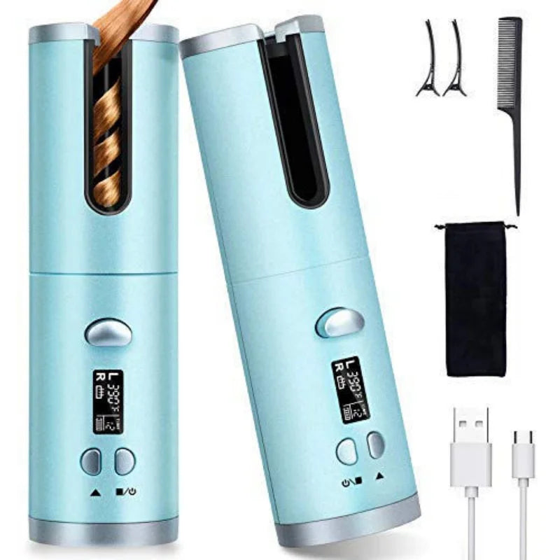 Automatic Hair Curler Wireless With Heat Timer Modes Rechargeable Portabl Fast Heating Styler For Perfect Curls Every Time Qme
