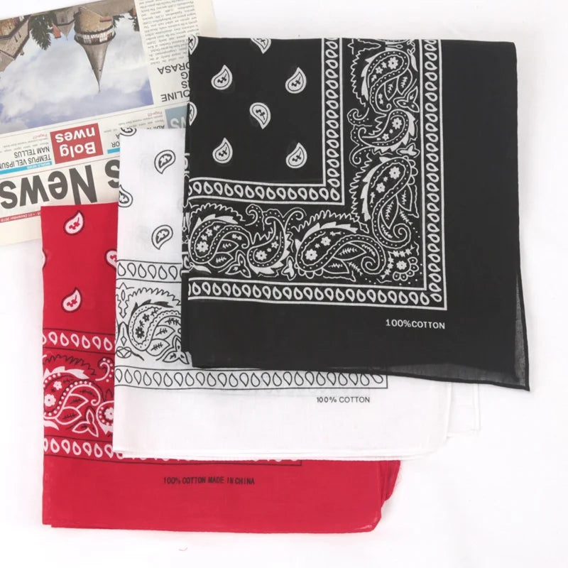 Unisex Cotton Bandana Kerchief Hip Hop Black Hair Band Neck Scarf Qme