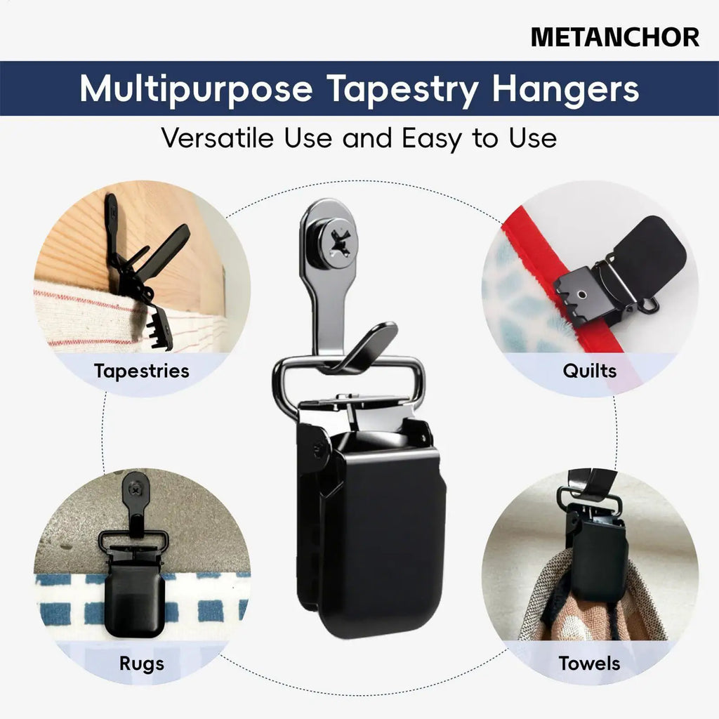 Tapestry Wall Hangers 4 Removable Heavy Duty Clip Clamps Display Qme