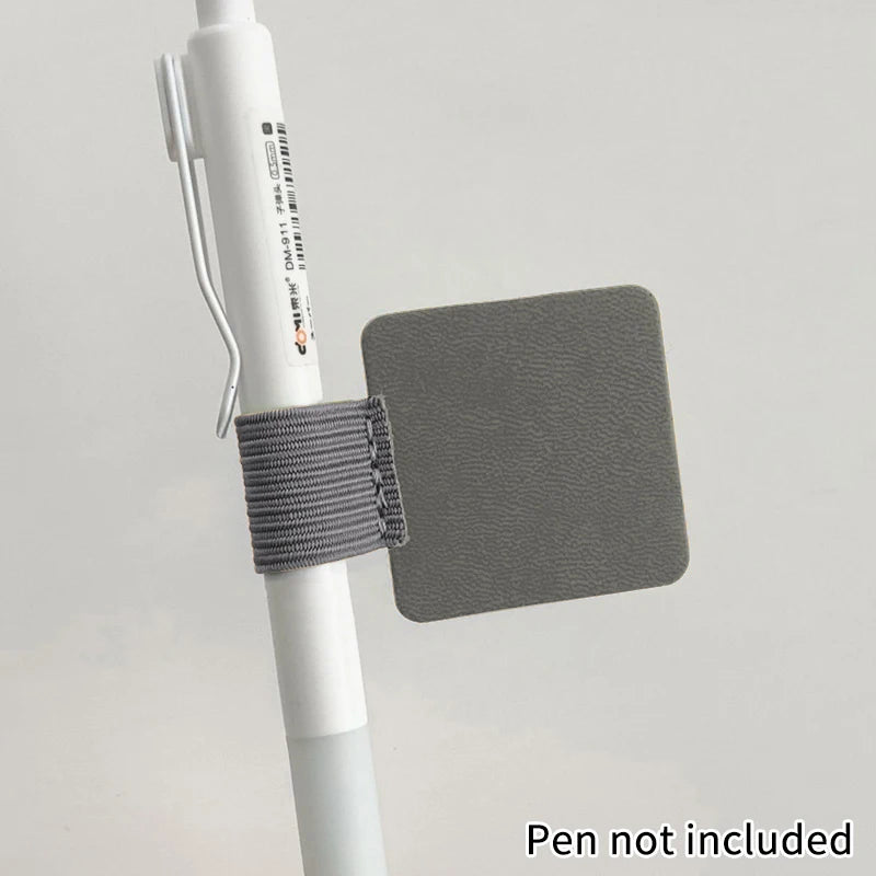 Pen Loops Pencil Holders Self-adhesive PU Leather Pad Stylus Books Qme Gray