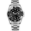 1pc Luxury Men Silver Stainless Steel Water Proof Automatic Luminous Bezel Mens Watches Qme Rose