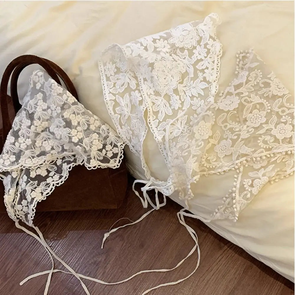 Cute Countryside Style Triangle Bandana Wraps Turban Lace Hair Scarf Hair Band Hair Accessories Triangle Scarf Girls Qme