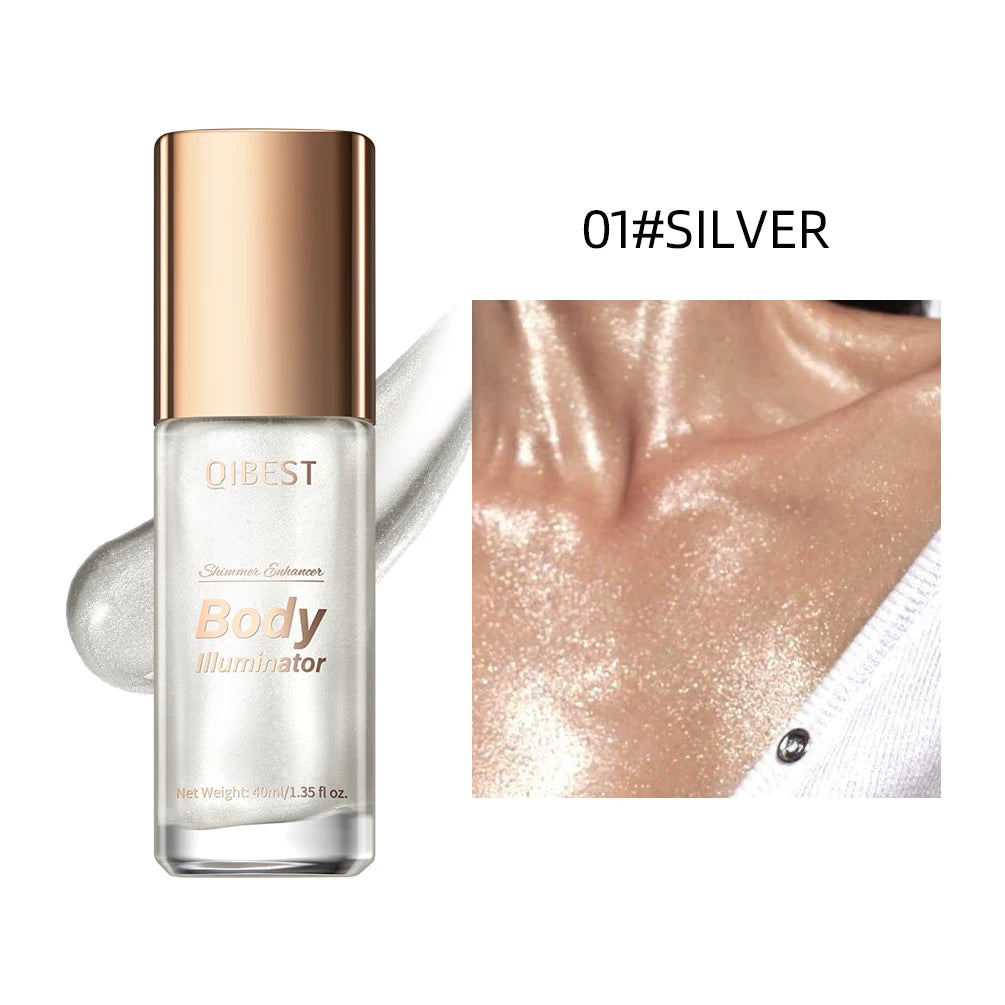 QIBEST 5 Colors Body Face Liquid Highlighter Glitter Makeup Glow Face Contour Shimmer Illuminator Ginger Highlight Cosmetics Qme 01
