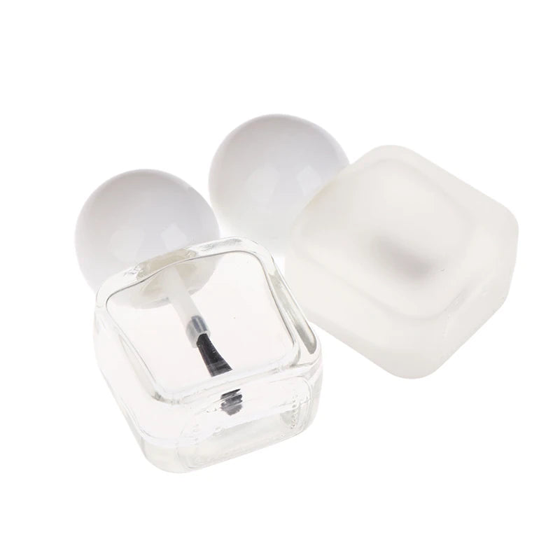 Empty Nail Polish Bottles Clear Glass Gel Brush Cap Oil Art Tool Qme
