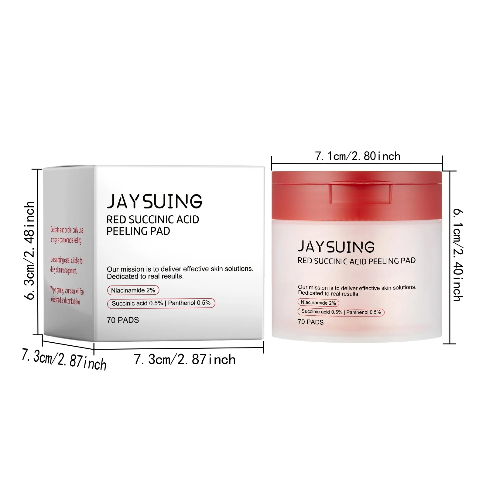 70pcs Red Succinic Acid Peeling Pads Gentle Exfoliation Soothing Moisturizing Delicate Smooth Skin Panthenol Facial Peeling Pads Qme