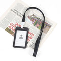 Card Holder ID Sleeve Credit Cover Bus Case Credential Badge Lanyard Qme black