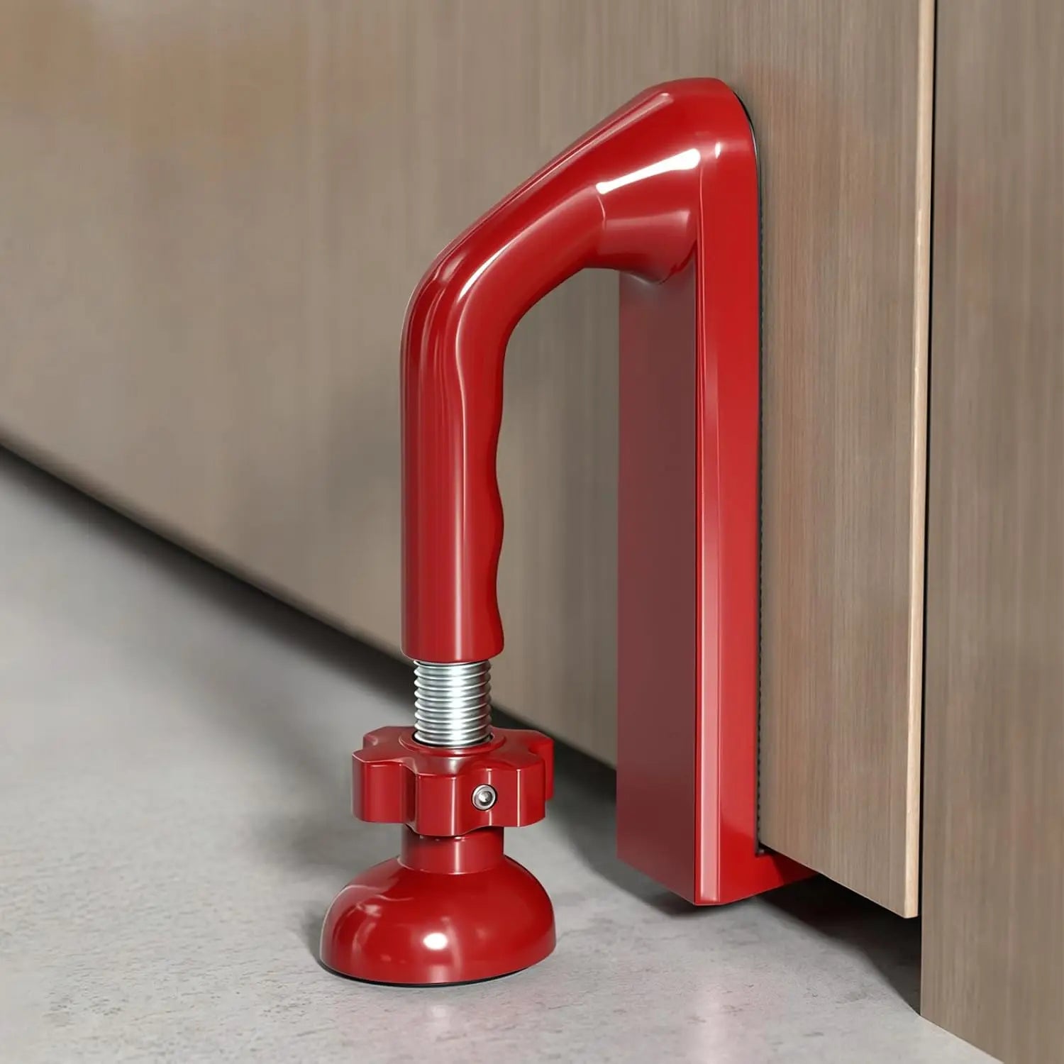 Heavy Duty Metal Portable Door Stopper Travel No Drill Security Qme Red