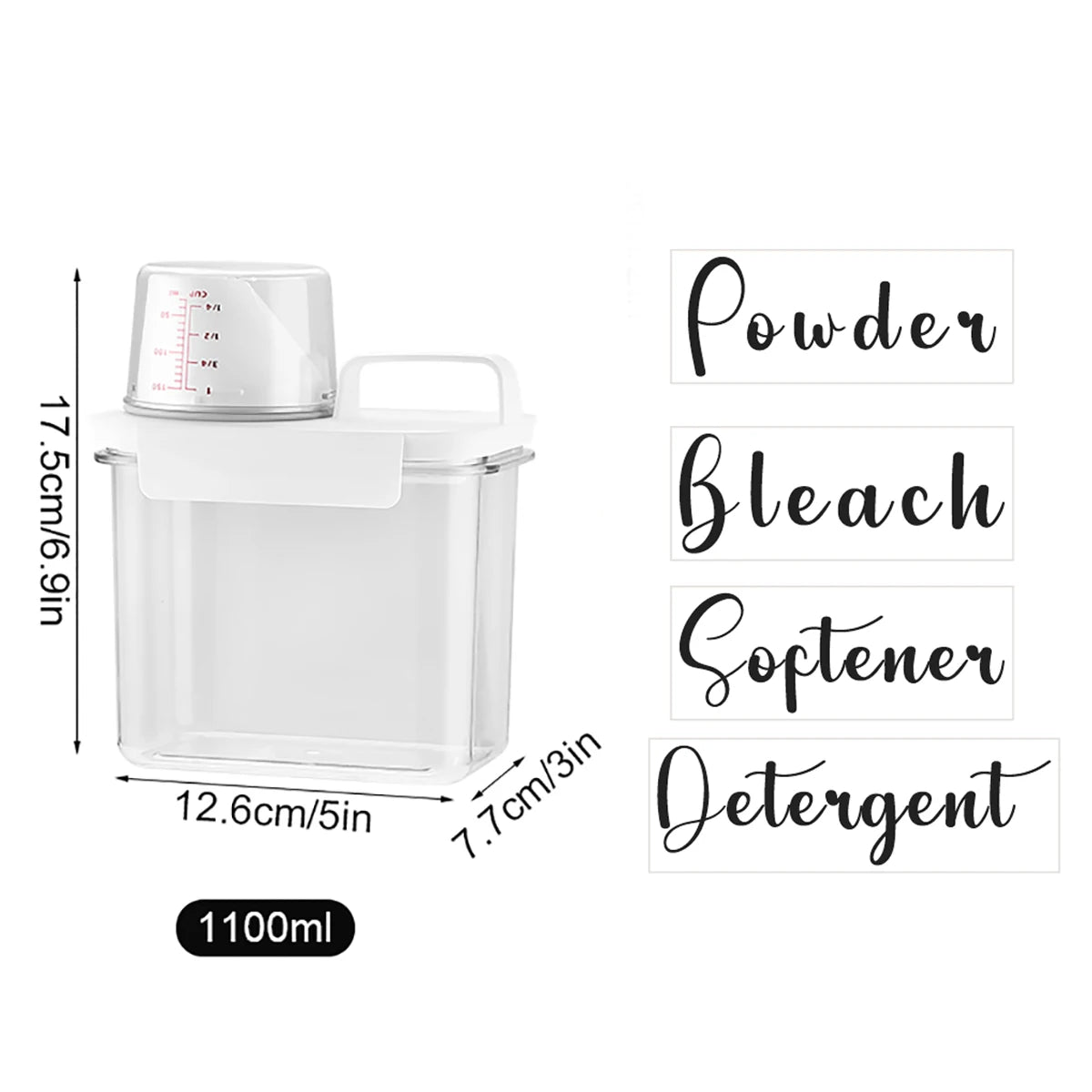 Laundry Detergent Dispenser for Laundry Room Orgnization and Storage 1100/1800/2300ml Laundry Powder Softener Container Qme 1100ml