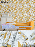 Floral Wall Stickers Self Adhesive Removable Wallpaper Vinyl Contact Qme Yellow Background 16FTx17in(5mx45cm)