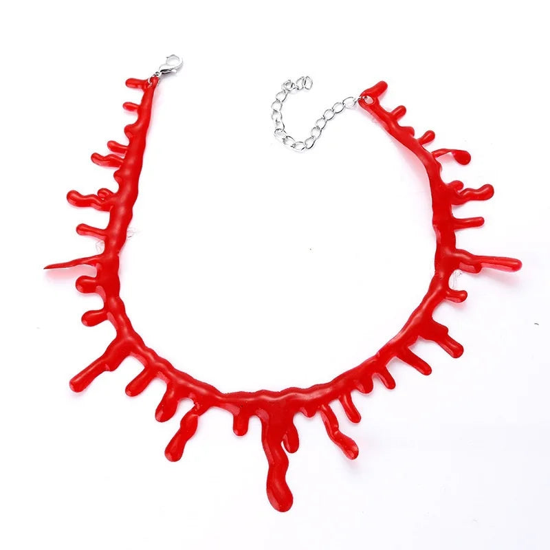 Halloween Blood Necklace Women Chokers Necklaces Halloween Party Vampire Clown Costume Necklace DIY Decorations Horror Props Qme