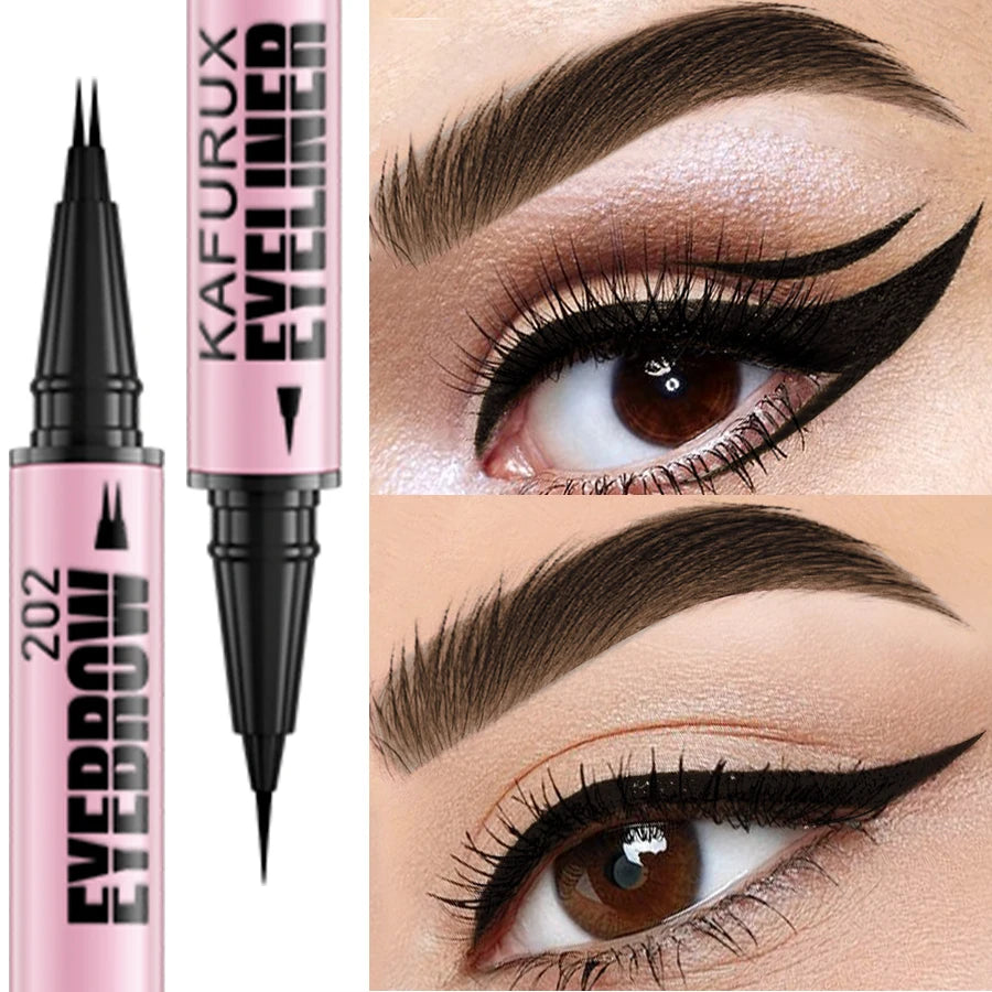 1 Waterproof 4 Colors Ultra Double-ended Eyebrow Pen Eyeliner Qme 202