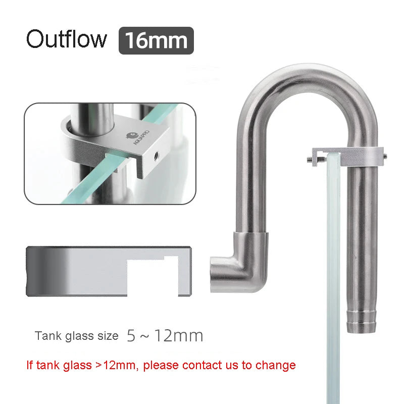 AQUAPRO Mini Stainless Steel Skimmer Inlet Outlet Outflow Inflow Pipes Filtro Aquarium Fish Tanks Accessories Qme outflow 16